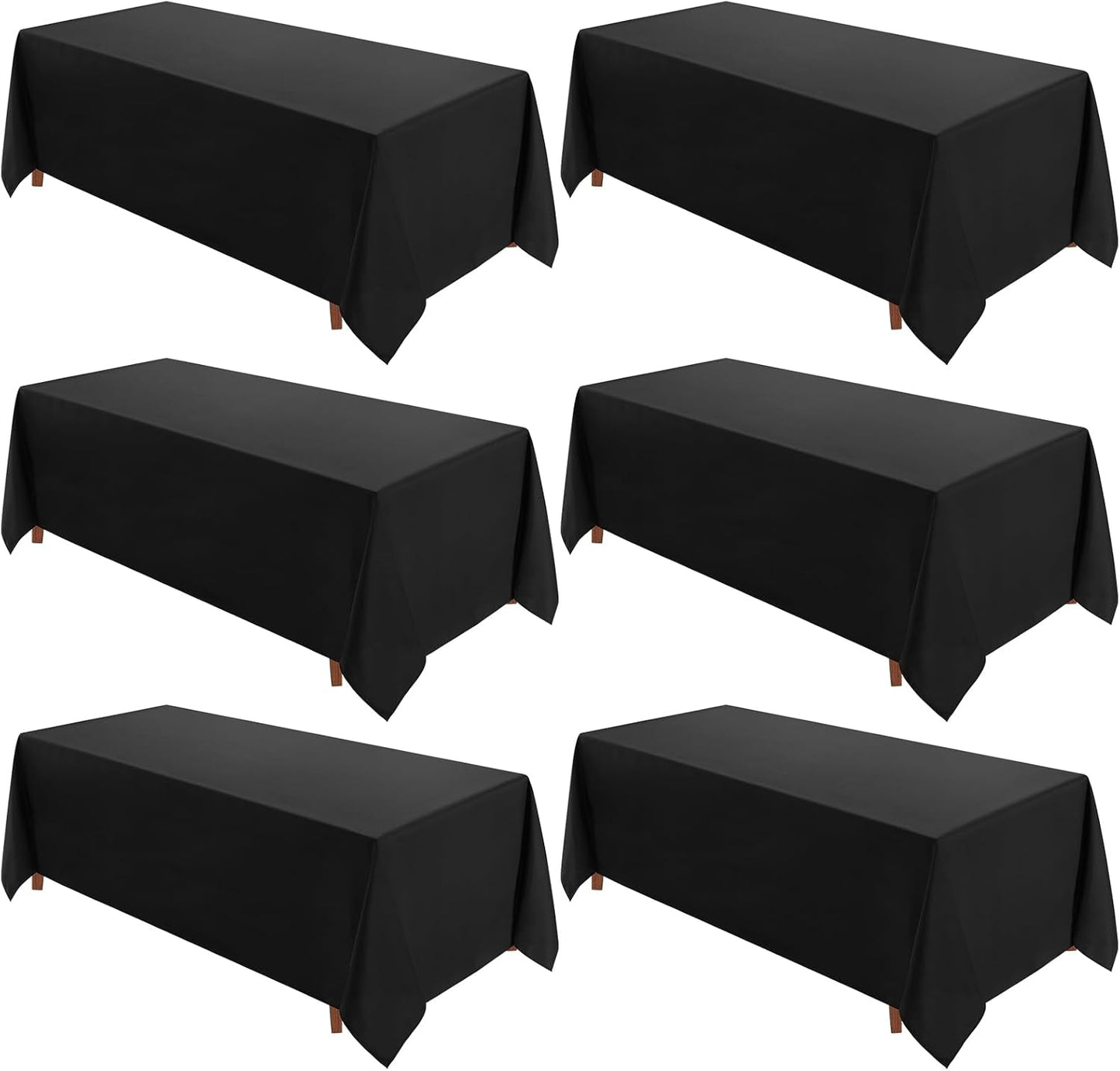 VidaFete Square Tablecloth 2 Pack 52 x 52 Inch Tablecloths Stain Wrinkle Resistant Polyester Dining Table Cover for Kitchen Dinning Party Wedding Rectangular Tabletop Buffet Decoration(Black)