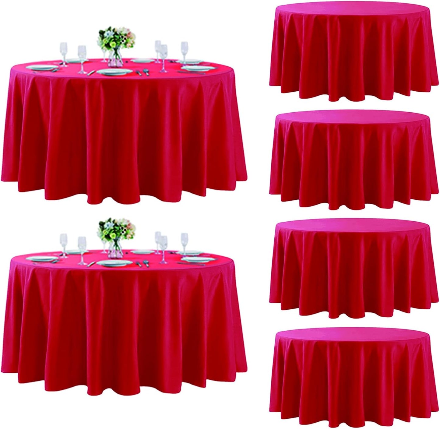 Fokitut 6 Pack Rectangle Tablecloth, 60x120 Inch, Stain Resistant and Wrinkle Polyester Table Cloth, Fabric Table Cover for Kitchen Dining, Wedding, Party, Holiday Dinner-White