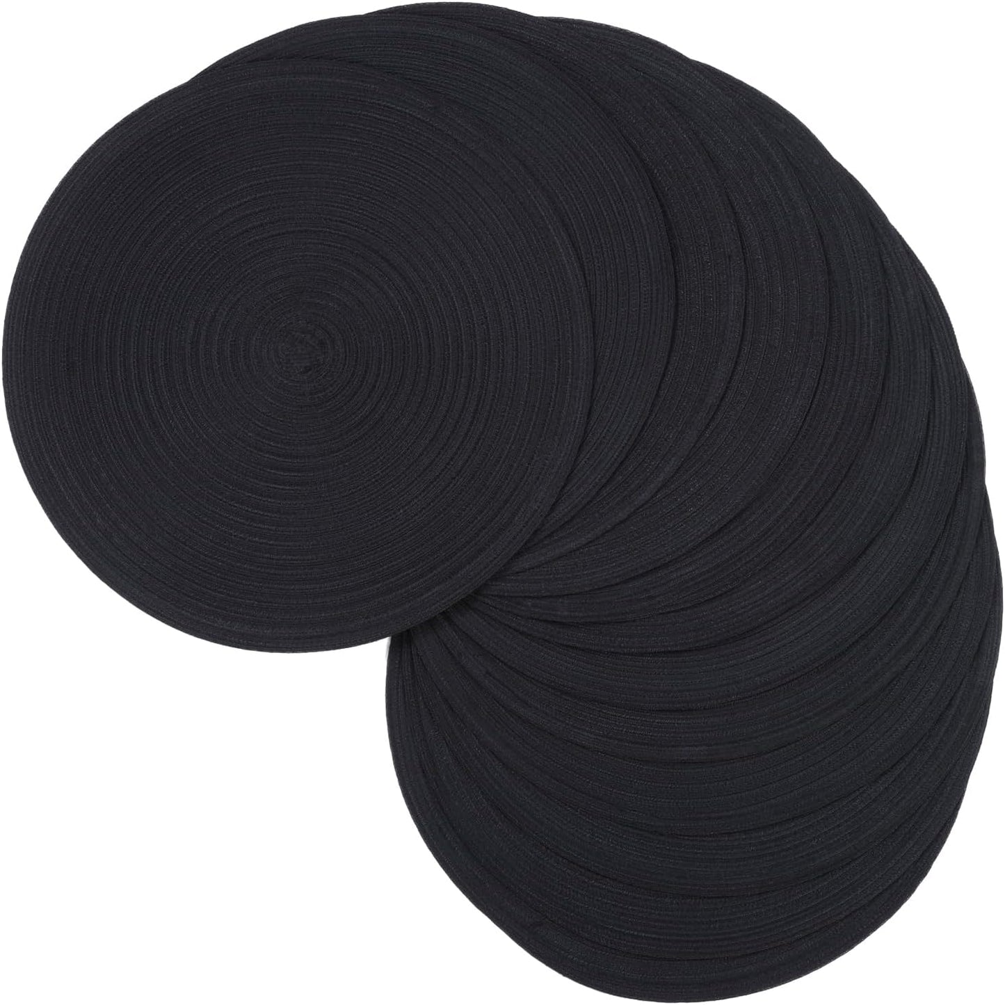 SHACOS 15 inch Beige Round Placemats Set of 12 for Dining Table Woven Braided Circle Place Mats Kitchen Placemat Washable Table Mats