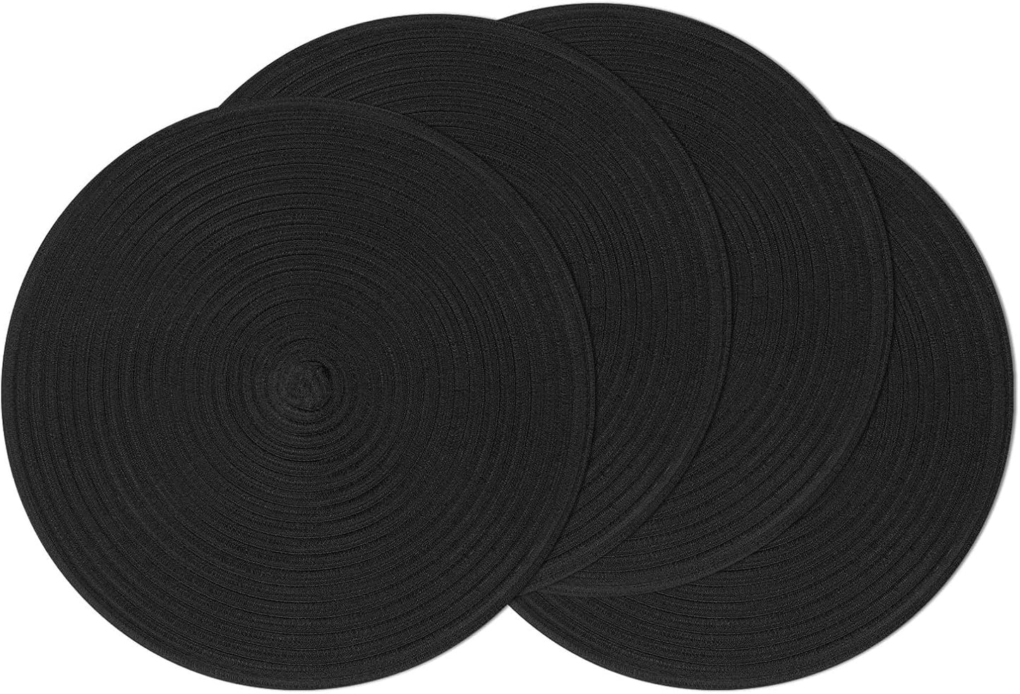 SHACOS 15 inch Beige Round Placemats Set of 12 for Dining Table Woven Braided Circle Place Mats Kitchen Placemat Washable Table Mats