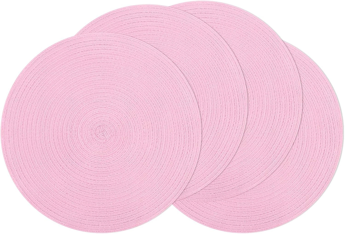 SHACOS 15 inch Beige Round Placemats Set of 12 for Dining Table Woven Braided Circle Place Mats Kitchen Placemat Washable Table Mats