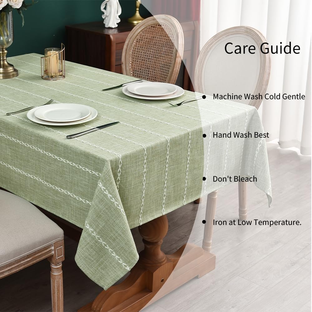 Zobesta Sage Green Tablecloth 53 x 86 Inch Cotton Green Table Cloth Rectangle Table, Farmhouse Soft Boho Tablecloths Rectangular for Kitchen, Party, Wedding, Picnic, Outdoor Tablecloth