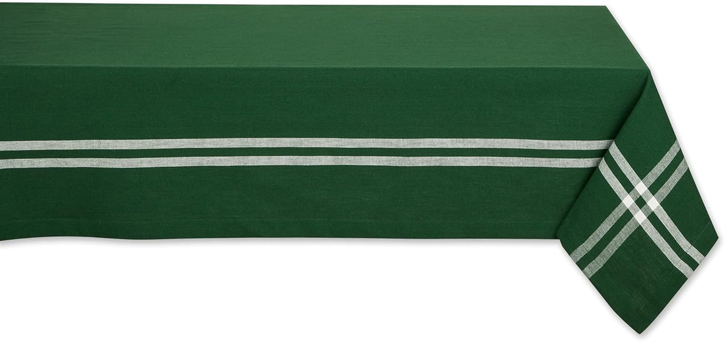 DII French Stripe Tabletop Collection Farmhouse Style Dining Table Linen Tablecloth, 60x104, Taupe/Blue