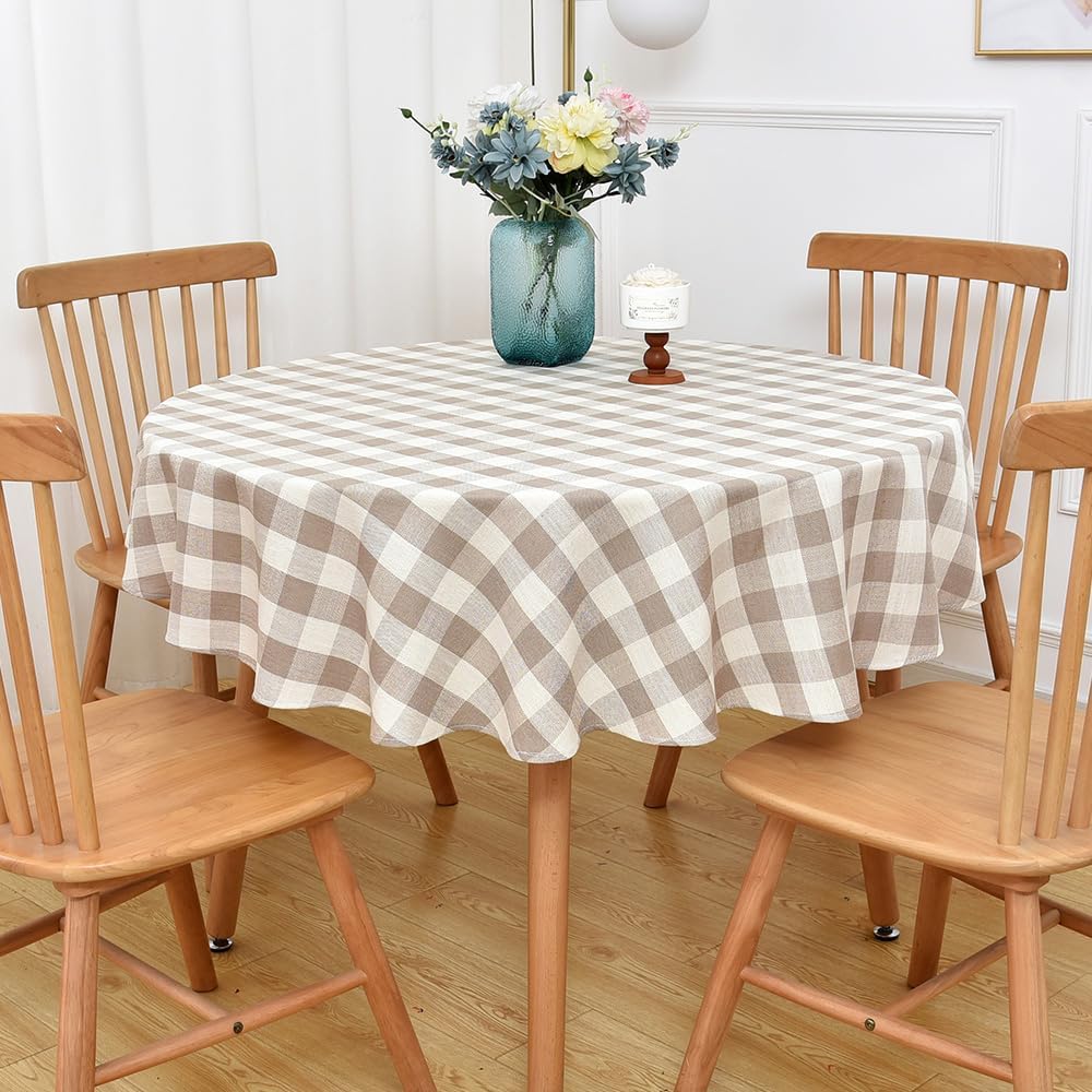 Heavy Duty Cotton Linen Table Cloth for Rectangle Table Rectangular Farmhouse Vintage Tablecloth Washable Rustic Table Cover (Linen, 52''x86'')