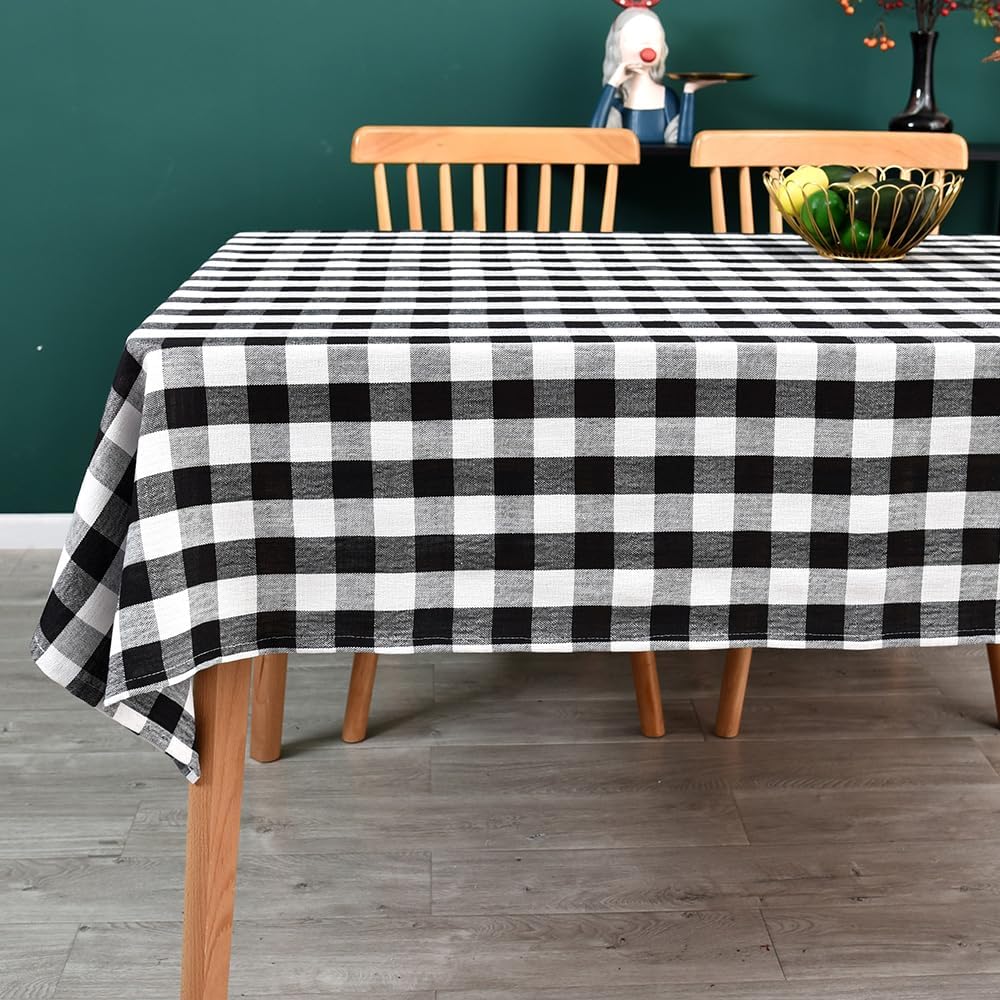 Heavy Duty Cotton Linen Table Cloth for Rectangle Table Rectangular Farmhouse Vintage Tablecloth Washable Rustic Table Cover (Linen, 52''x86'')