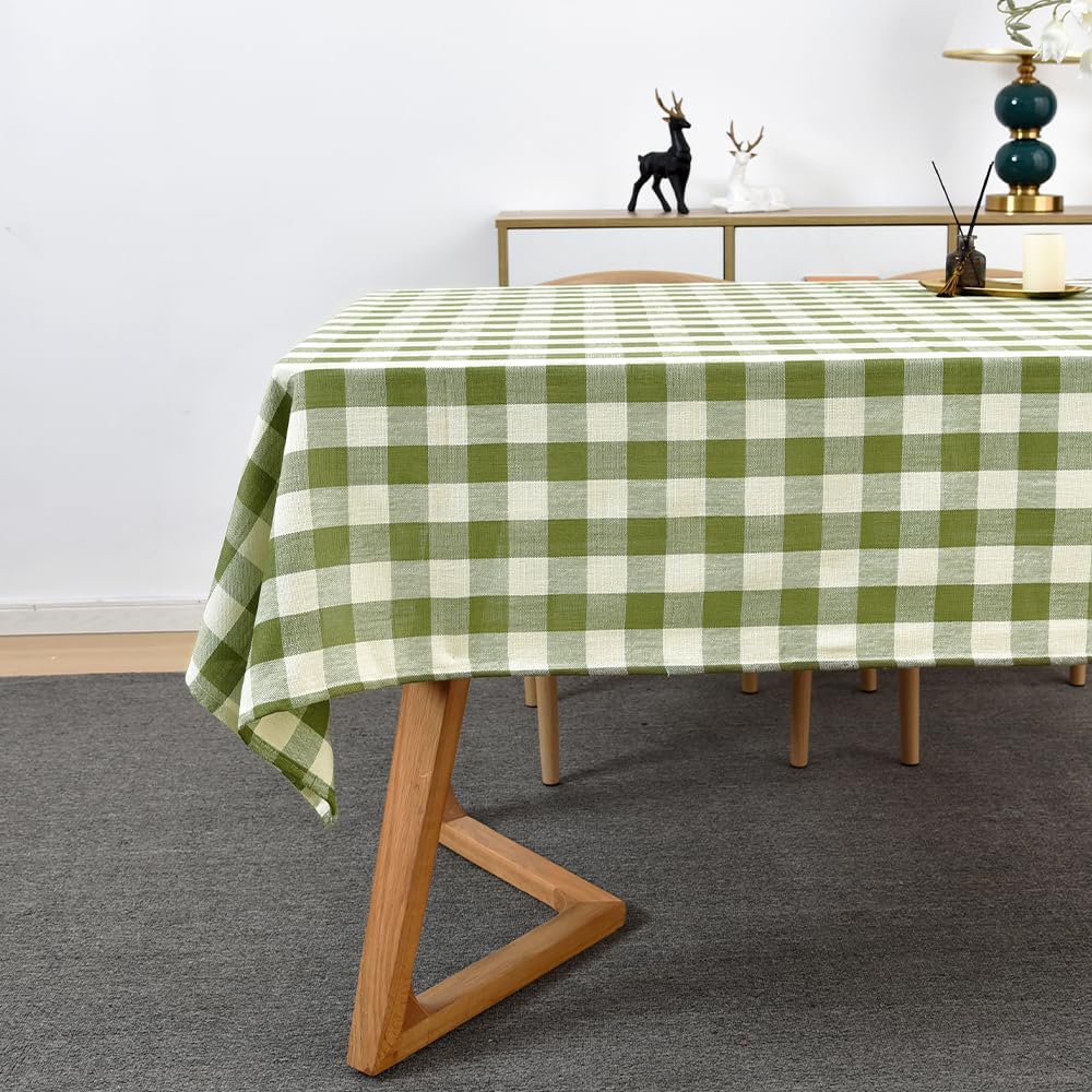 Heavy Duty Cotton Linen Table Cloth for Rectangle Table Rectangular Farmhouse Vintage Tablecloth Washable Rustic Table Cover (Linen, 52''x86'')