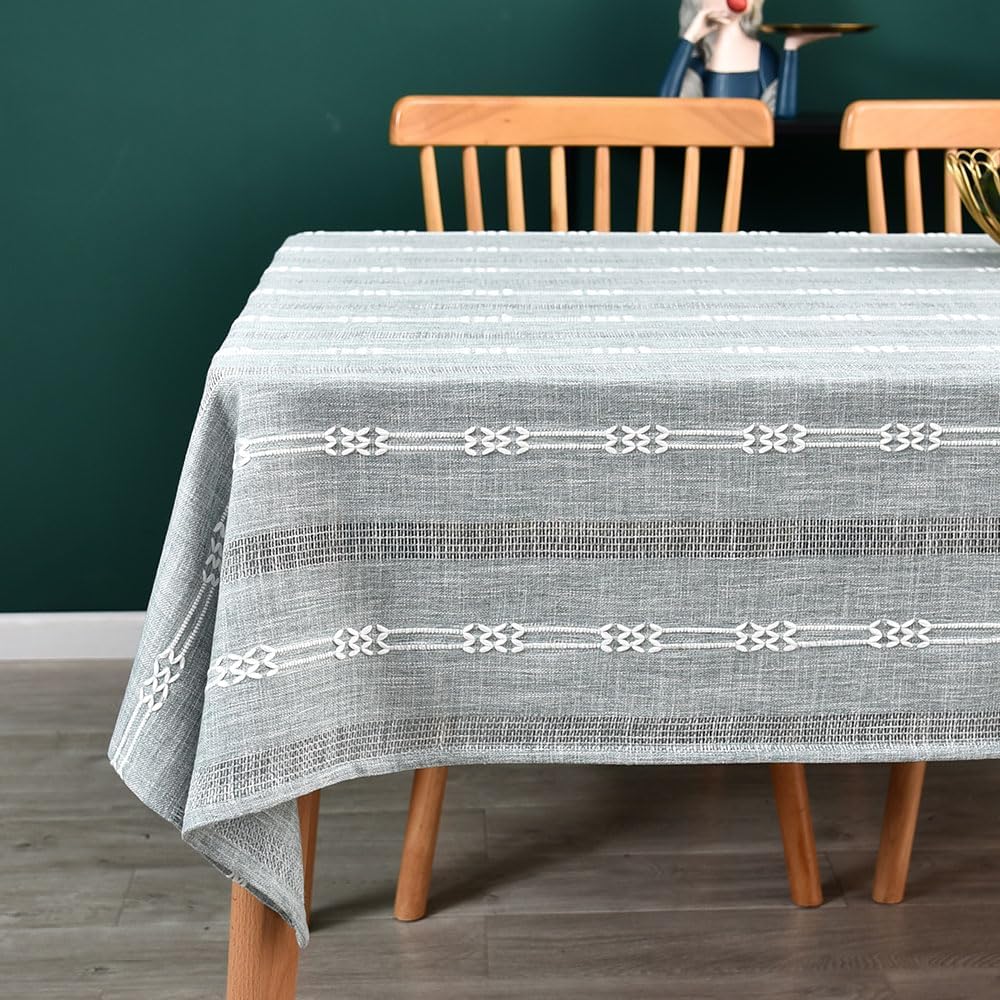 Heavy Duty Cotton Linen Table Cloth for Rectangle Table Rectangular Farmhouse Vintage Tablecloth Washable Rustic Table Cover (Linen, 52''x86'')