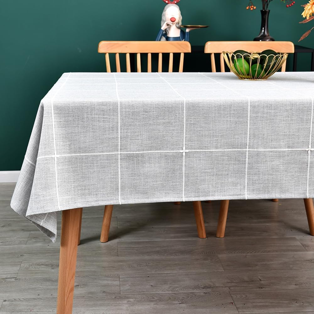 Heavy Duty Cotton Linen Table Cloth for Rectangle Table Rectangular Farmhouse Vintage Tablecloth Washable Rustic Table Cover (Linen, 52''x86'')