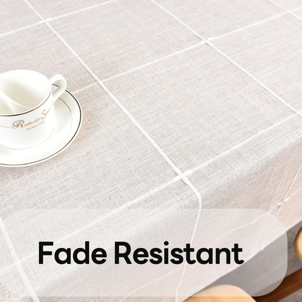 Heavy Duty Cotton Linen Table Cloth for Rectangle Table Rectangular Farmhouse Vintage Tablecloth Washable Rustic Table Cover (Linen, 52''x86'')