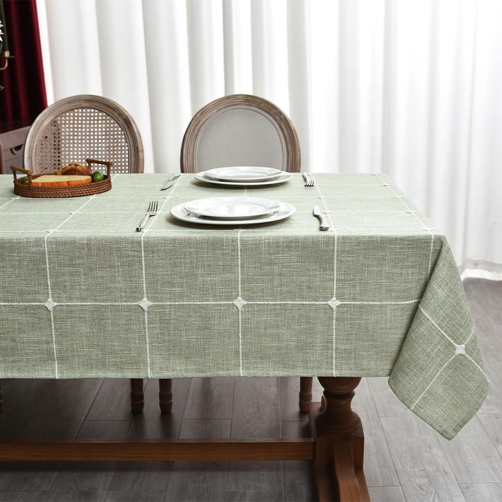 Zobesta Sage Green Tablecloth 53 x 86 Inch Cotton Green Table Cloth Rectangle Table, Farmhouse Soft Boho Tablecloths Rectangular for Kitchen, Party, Wedding, Picnic, Outdoor Tablecloth