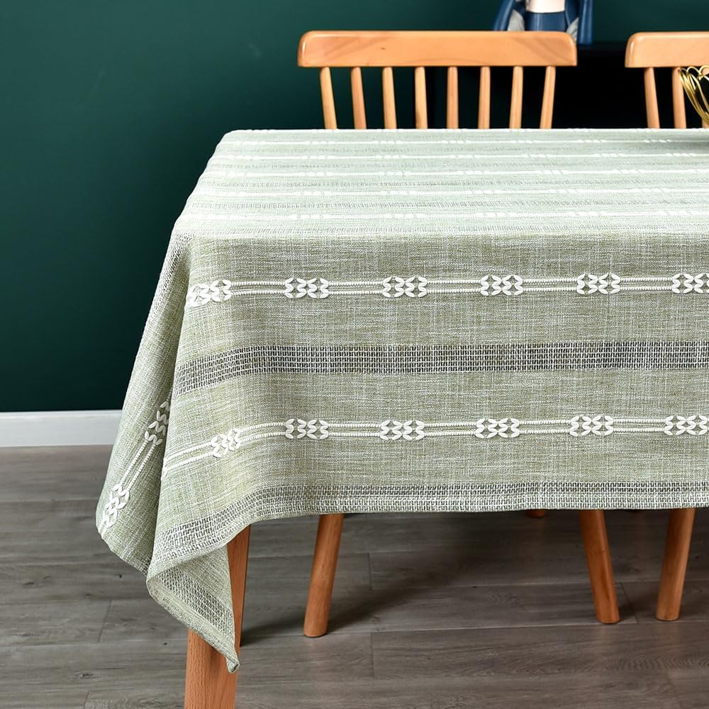 Heavy Duty Cotton Linen Table Cloth for Rectangle Table Rectangular Farmhouse Vintage Tablecloth Washable Rustic Table Cover (Linen, 52''x86'')