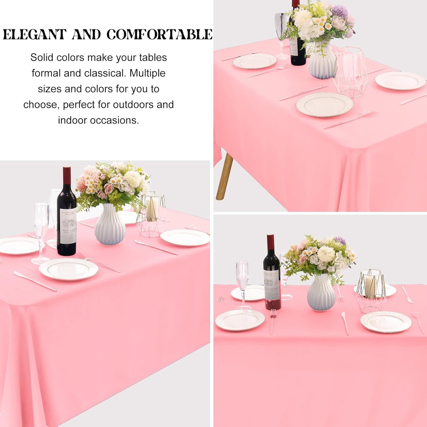 4 Pack Rectangle Tablecloth 60x102 Inch Pink Washable Polyester Table Cover for Wedding Dining Table Buffet Parties Banquet Decoration(Pink)