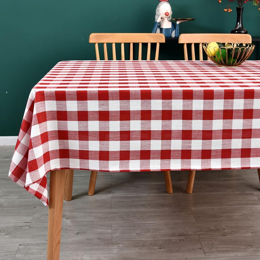 Heavy Duty Cotton Linen Table Cloth for Rectangle Table Rectangular Farmhouse Vintage Tablecloth Washable Rustic Table Cover (Linen, 52''x86'')