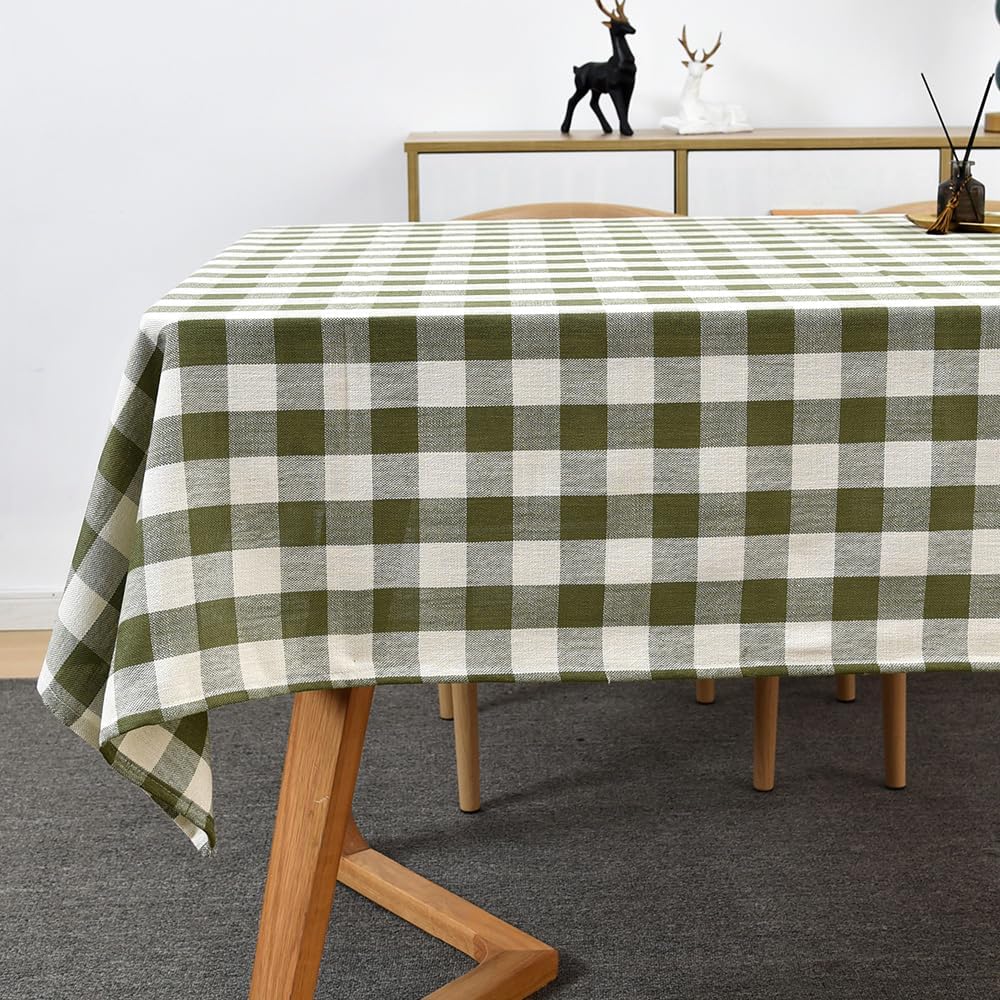 Heavy Duty Cotton Linen Table Cloth for Rectangle Table Rectangular Farmhouse Vintage Tablecloth Washable Rustic Table Cover (Linen, 52''x86'')