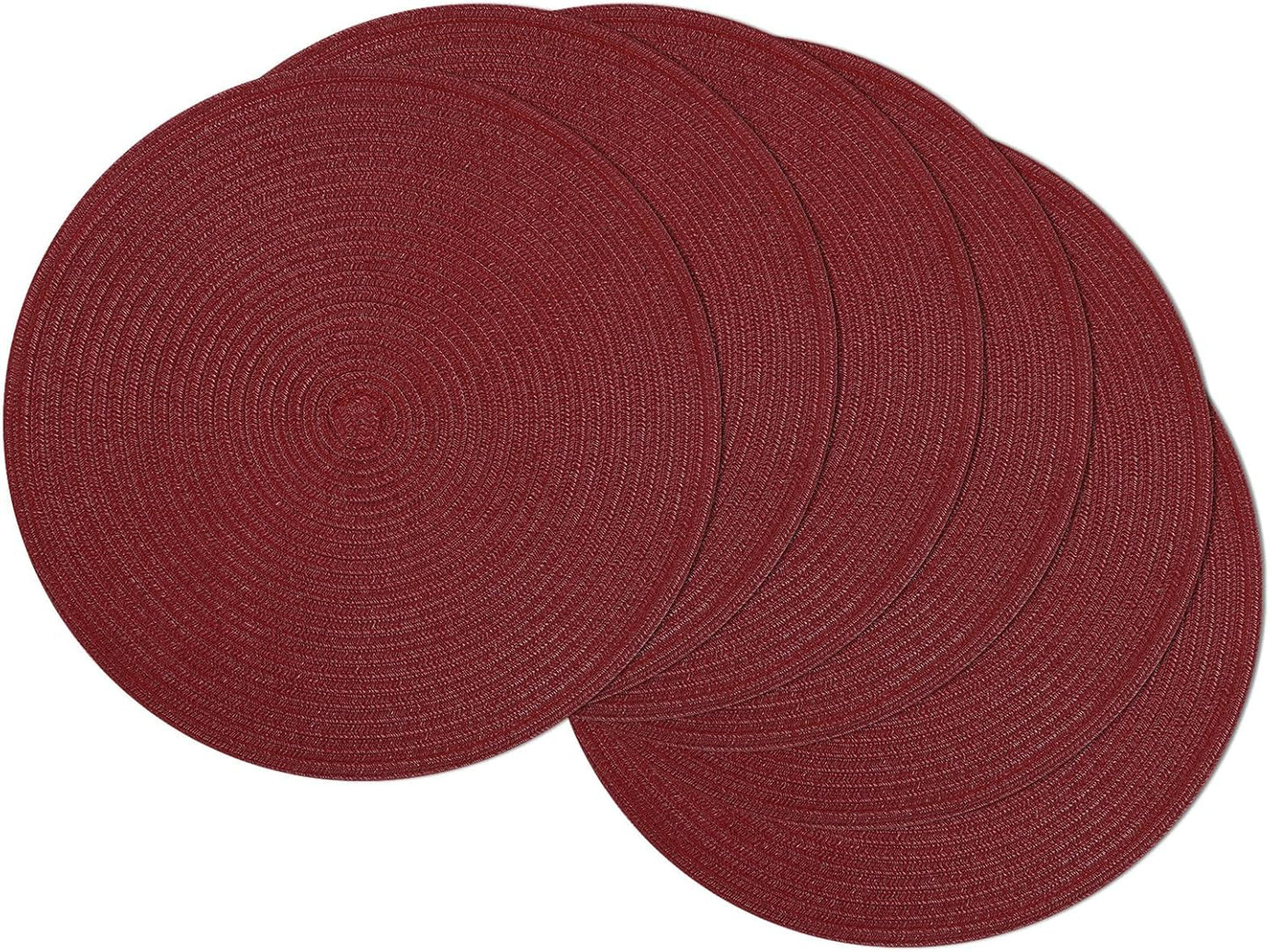 SHACOS 15 inch Beige Round Placemats Set of 12 for Dining Table Woven Braided Circle Place Mats Kitchen Placemat Washable Table Mats