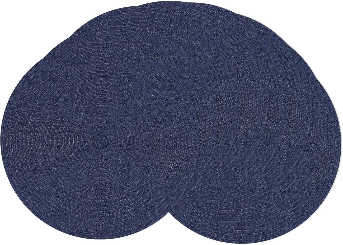 SHACOS 15 inch Beige Round Placemats Set of 12 for Dining Table Woven Braided Circle Place Mats Kitchen Placemat Washable Table Mats