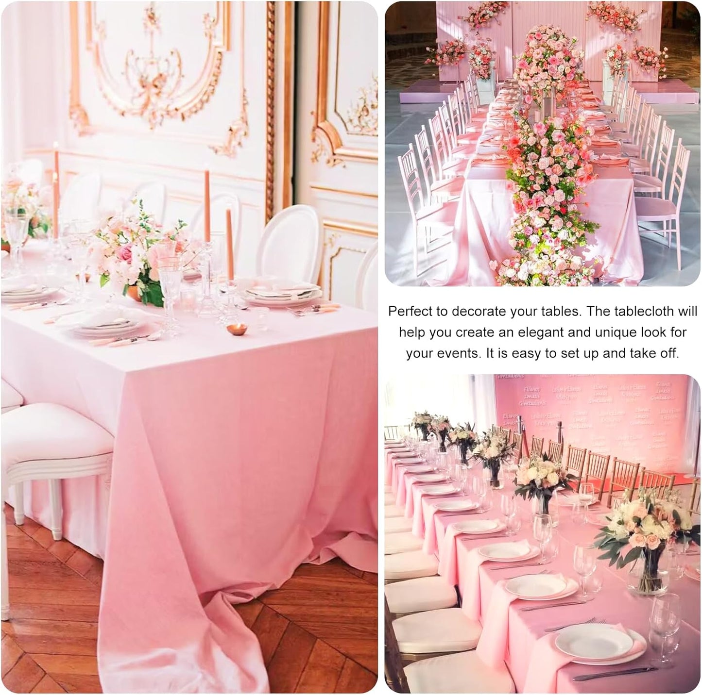 4 Pack Rectangle Tablecloth 60x102 Inch Pink Washable Polyester Table Cover for Wedding Dining Table Buffet Parties Banquet Decoration(Pink)