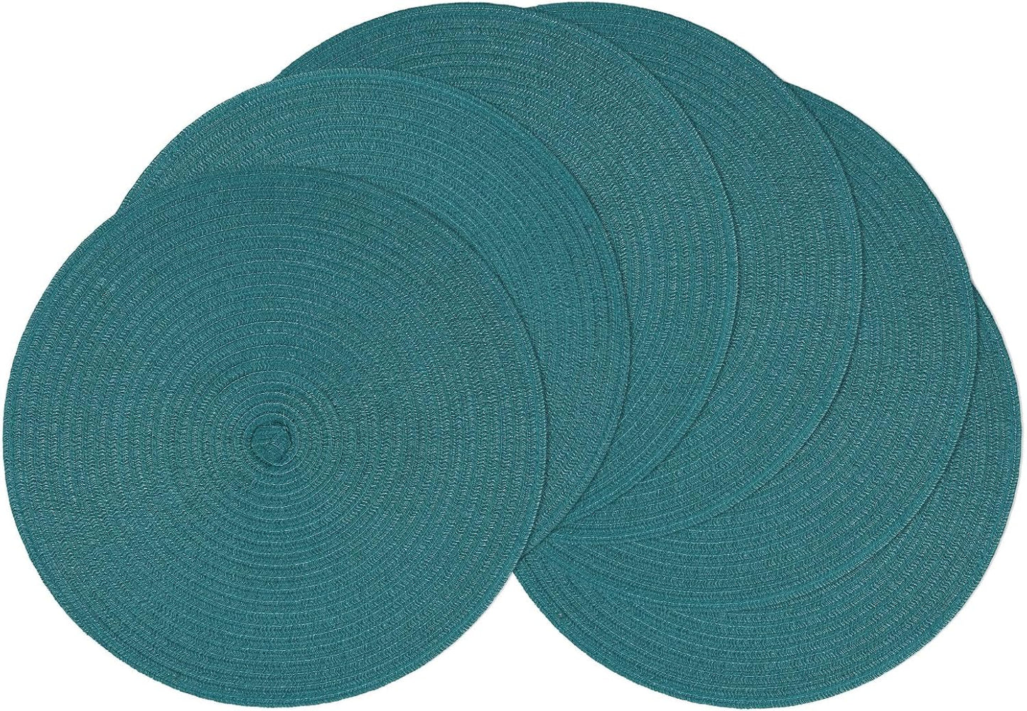 SHACOS 15 inch Beige Round Placemats Set of 12 for Dining Table Woven Braided Circle Place Mats Kitchen Placemat Washable Table Mats