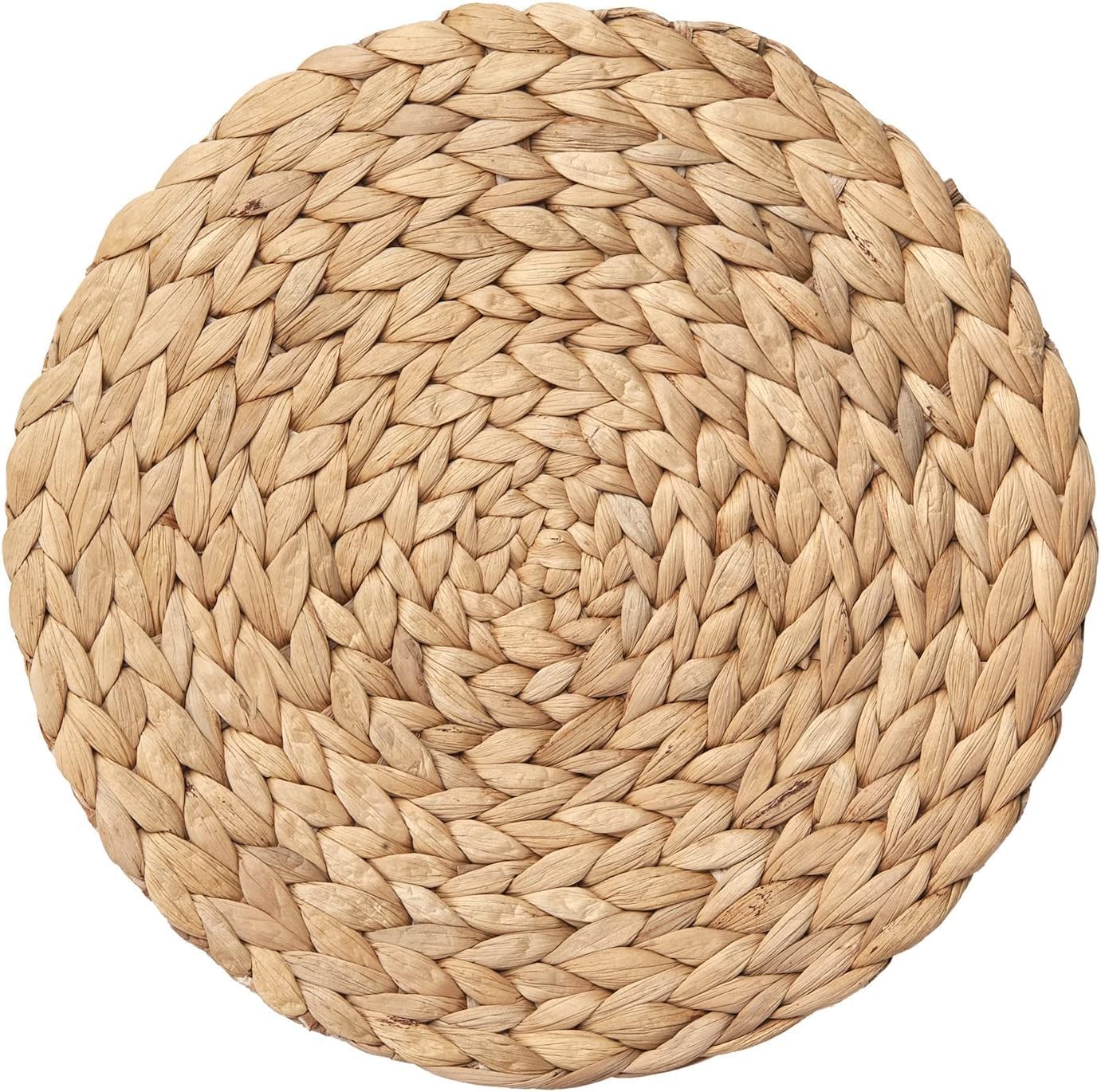 6 Pack Woven Placemats, Round Wicker Placemats, Rattan Place mats, Natural Hand-Woven Water Hyacinth Table Mats, Braided Straw Table Mats for Dining Table (15 inch)