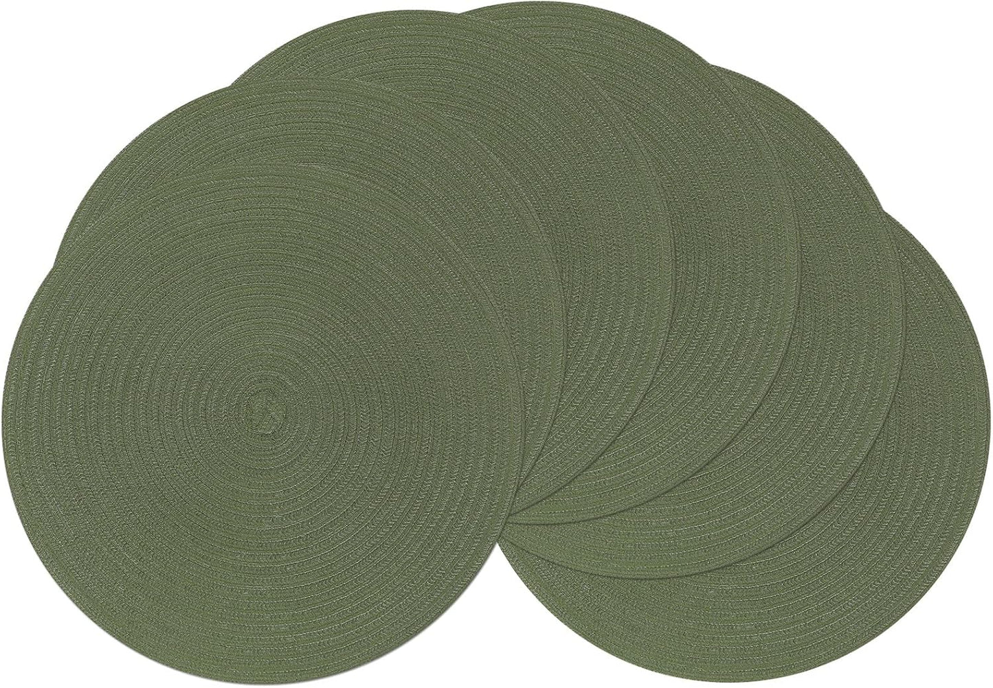 SHACOS 15 inch Beige Round Placemats Set of 12 for Dining Table Woven Braided Circle Place Mats Kitchen Placemat Washable Table Mats