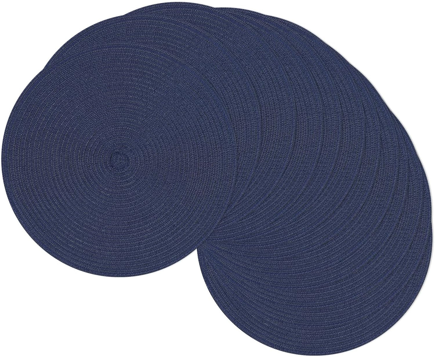 SHACOS 15 inch Beige Round Placemats Set of 12 for Dining Table Woven Braided Circle Place Mats Kitchen Placemat Washable Table Mats