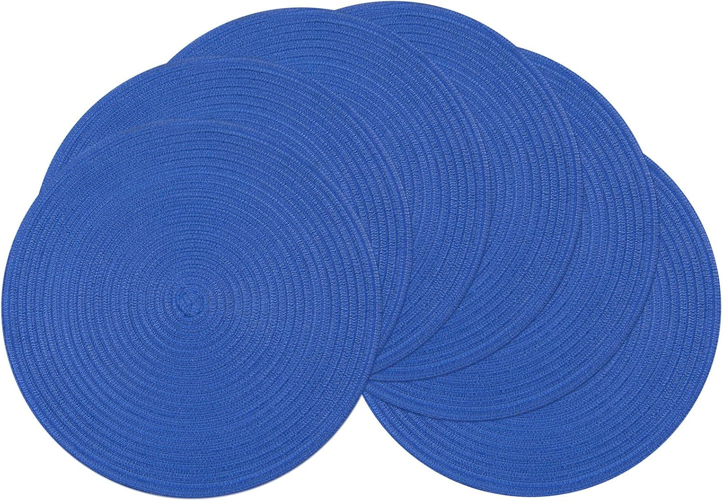 SHACOS 15 inch Beige Round Placemats Set of 12 for Dining Table Woven Braided Circle Place Mats Kitchen Placemat Washable Table Mats