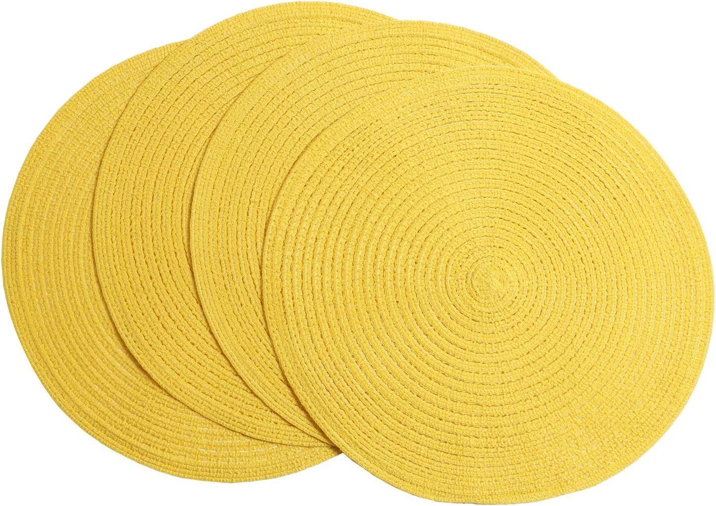 SHACOS 15 inch Beige Round Placemats Set of 12 for Dining Table Woven Braided Circle Place Mats Kitchen Placemat Washable Table Mats