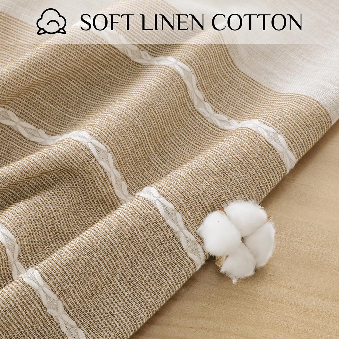 Softalker Fall Tablecloth Rectangle, Outdoor Waterproof Linen Cotton Farmhouse Table Cloths with Tassel, Heavy Weight Wrinkle Free Table Cover for Dining/Party/Rustic - 55 x 120 Inch, Coffee Lines