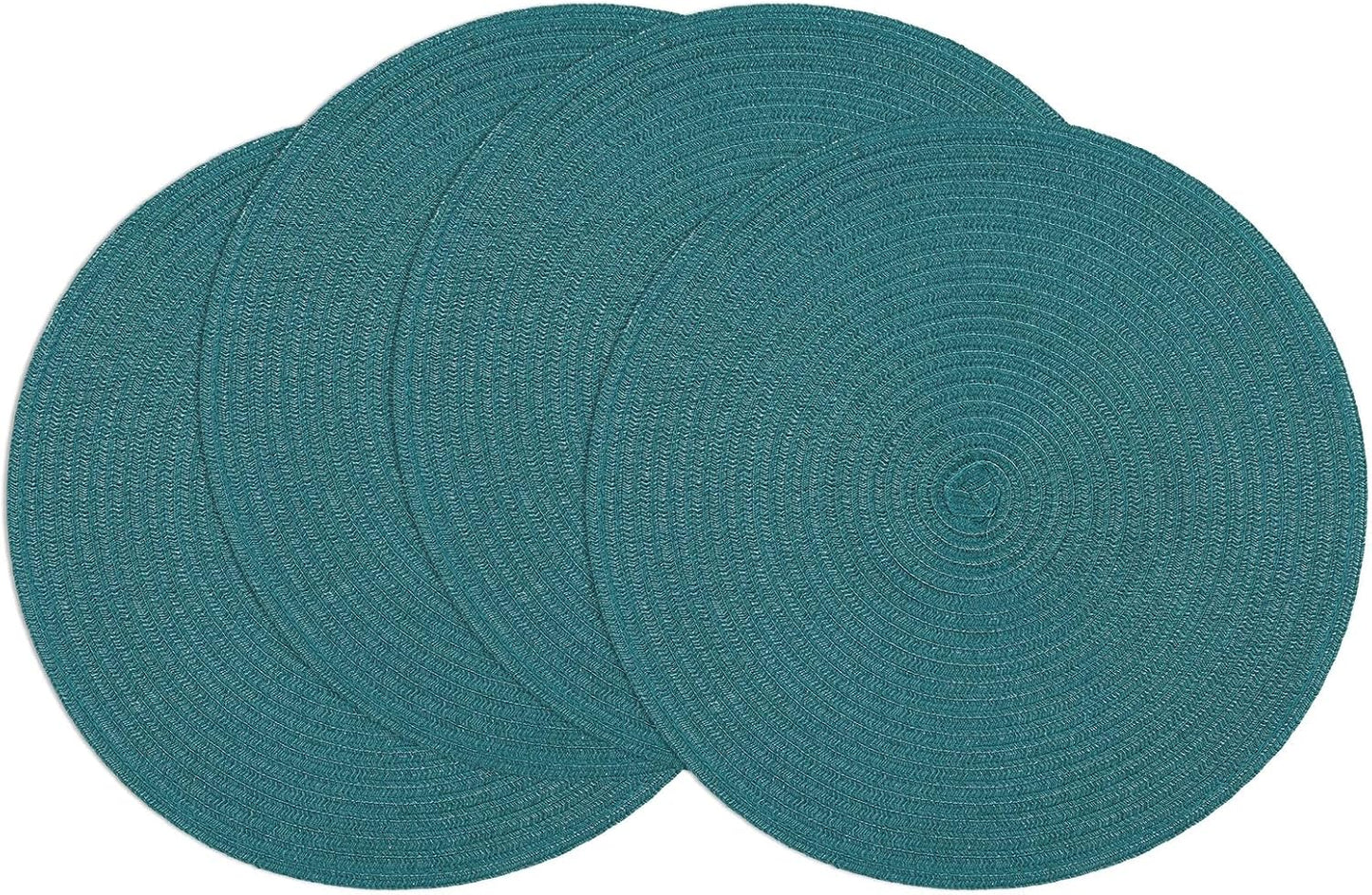 SHACOS 15 inch Beige Round Placemats Set of 12 for Dining Table Woven Braided Circle Place Mats Kitchen Placemat Washable Table Mats