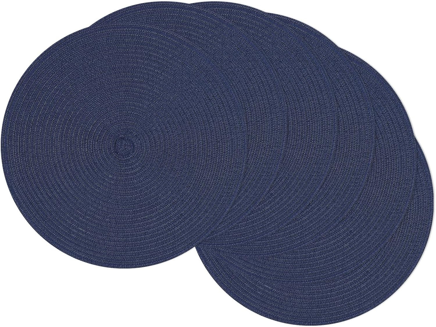 SHACOS 15 inch Beige Round Placemats Set of 12 for Dining Table Woven Braided Circle Place Mats Kitchen Placemat Washable Table Mats