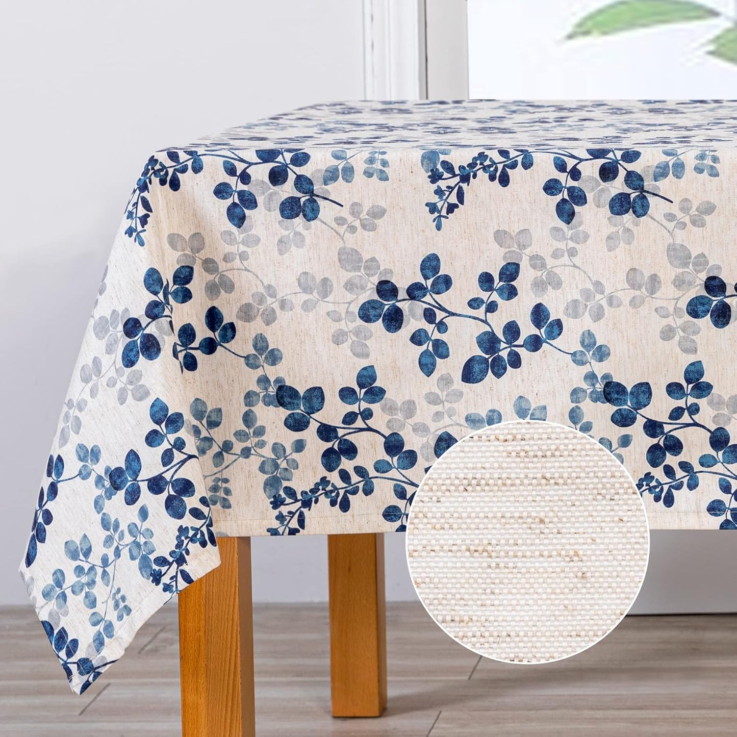 MYSKY HOME Table Cloth 60x84 in Rectangle Table, Heavy Duty Cotton Tassel Linen Look Waterproof Tablecloths Farmhouse Tablecloth, Wrinkle Free Table Cover with Beige Tassels for Kitchen Dining, Party