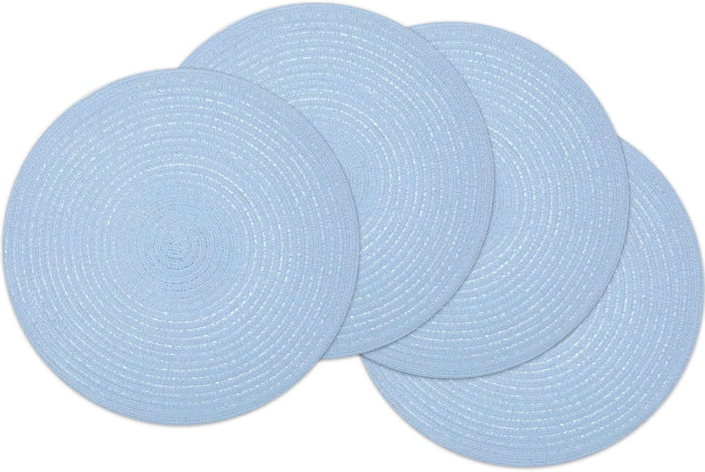 SHACOS 15 inch Beige Round Placemats Set of 12 for Dining Table Woven Braided Circle Place Mats Kitchen Placemat Washable Table Mats