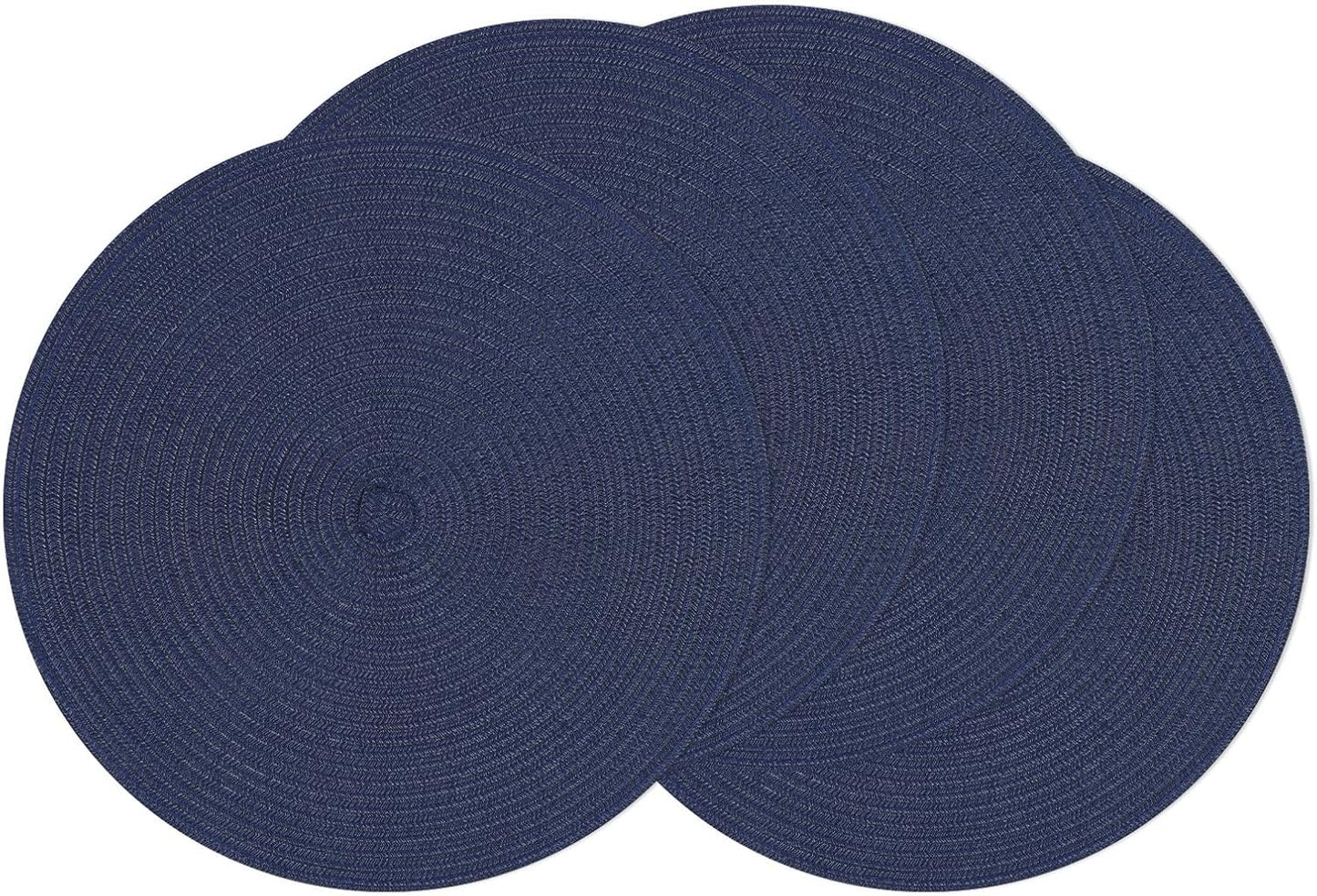 SHACOS 15 inch Beige Round Placemats Set of 12 for Dining Table Woven Braided Circle Place Mats Kitchen Placemat Washable Table Mats