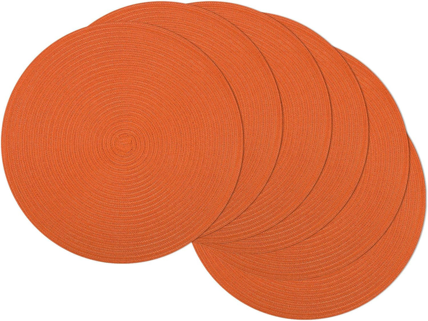 SHACOS 15 inch Beige Round Placemats Set of 12 for Dining Table Woven Braided Circle Place Mats Kitchen Placemat Washable Table Mats