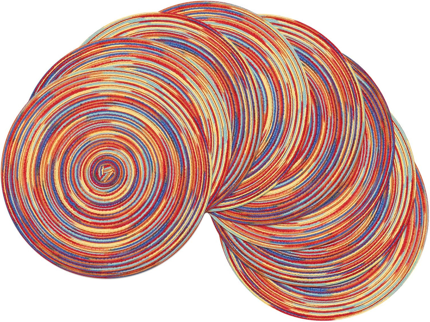 SHACOS 15 inch Beige Round Placemats Set of 12 for Dining Table Woven Braided Circle Place Mats Kitchen Placemat Washable Table Mats