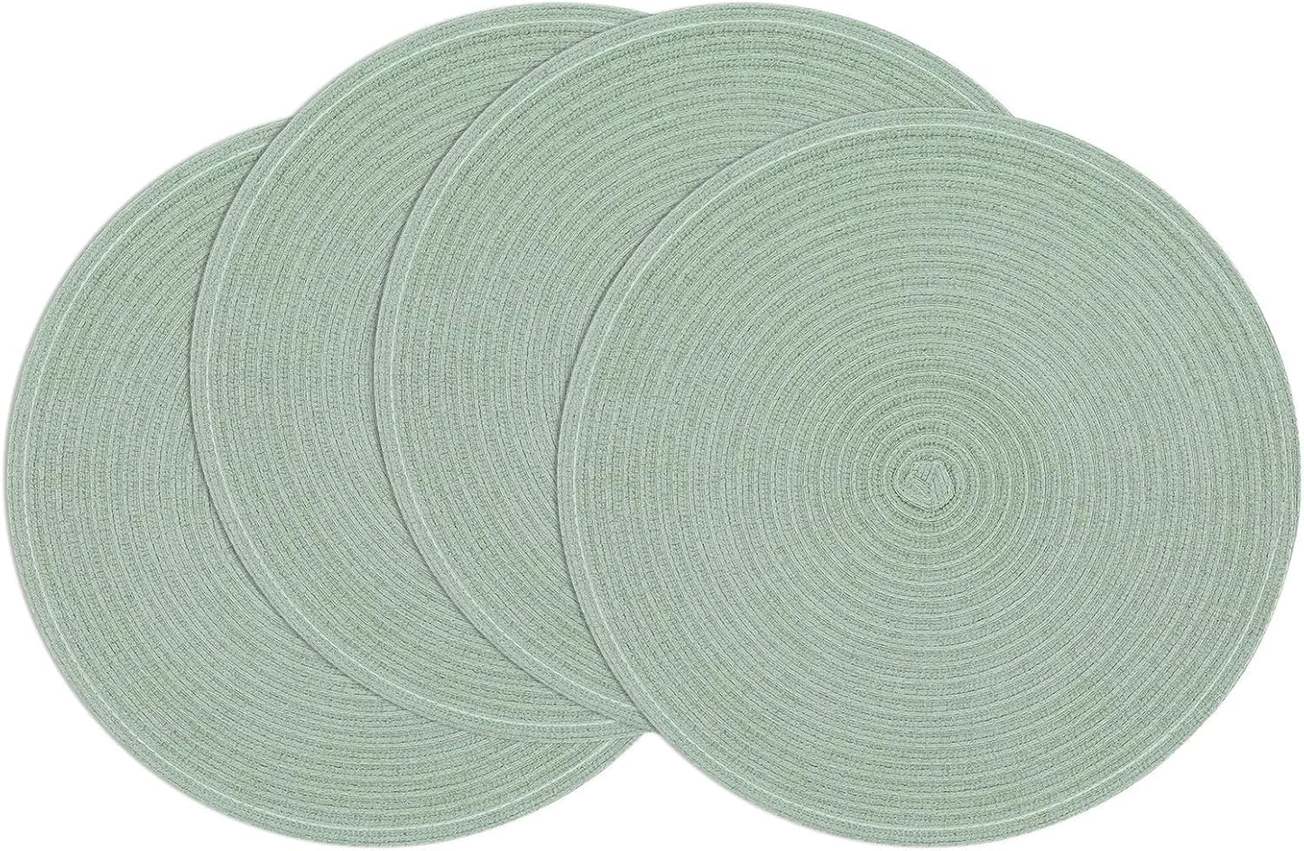 SHACOS 15 inch Beige Round Placemats Set of 12 for Dining Table Woven Braided Circle Place Mats Kitchen Placemat Washable Table Mats