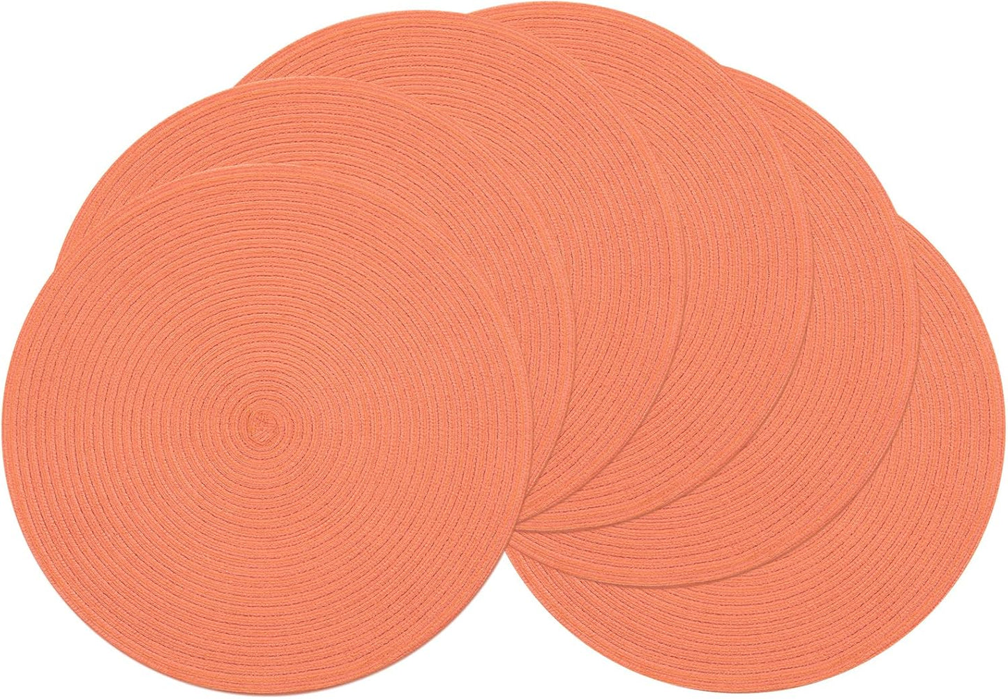 SHACOS 15 inch Beige Round Placemats Set of 12 for Dining Table Woven Braided Circle Place Mats Kitchen Placemat Washable Table Mats
