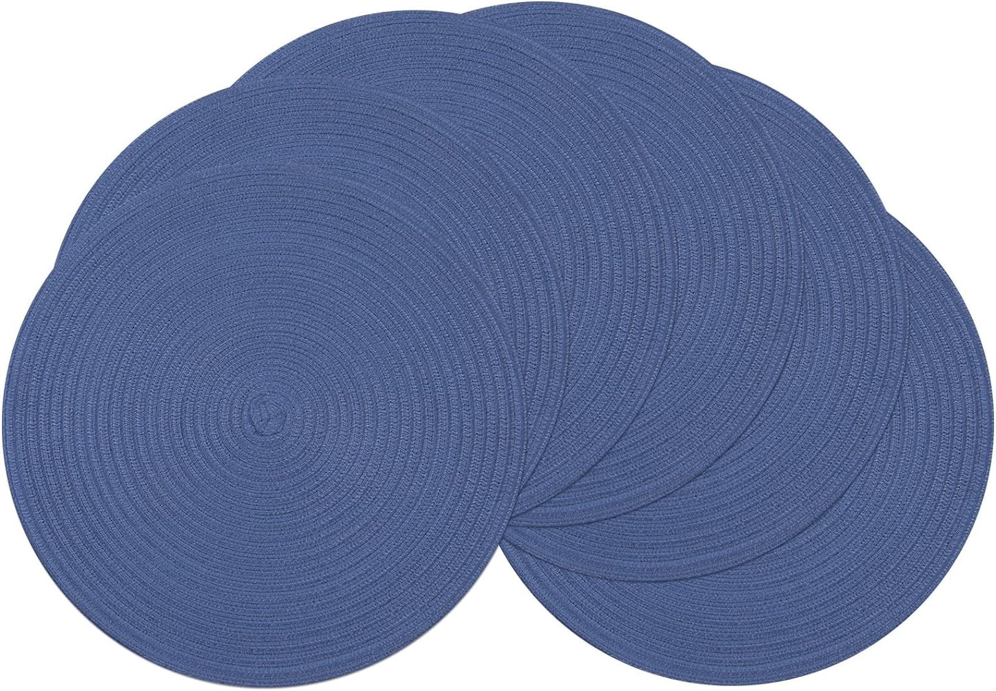 SHACOS 15 inch Beige Round Placemats Set of 12 for Dining Table Woven Braided Circle Place Mats Kitchen Placemat Washable Table Mats