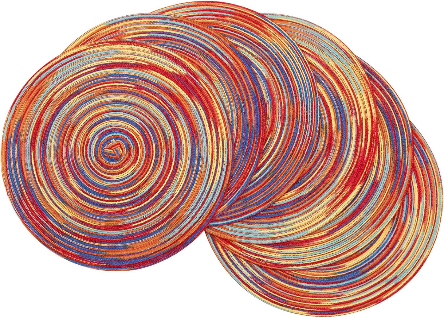 SHACOS 15 inch Beige Round Placemats Set of 12 for Dining Table Woven Braided Circle Place Mats Kitchen Placemat Washable Table Mats