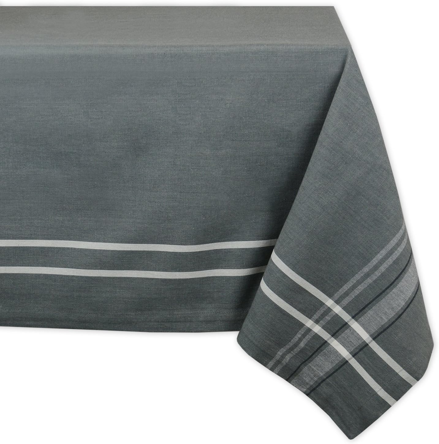 DII French Stripe Tabletop Collection Farmhouse Style Dining Table Linen Tablecloth, 60x104, Taupe/Blue