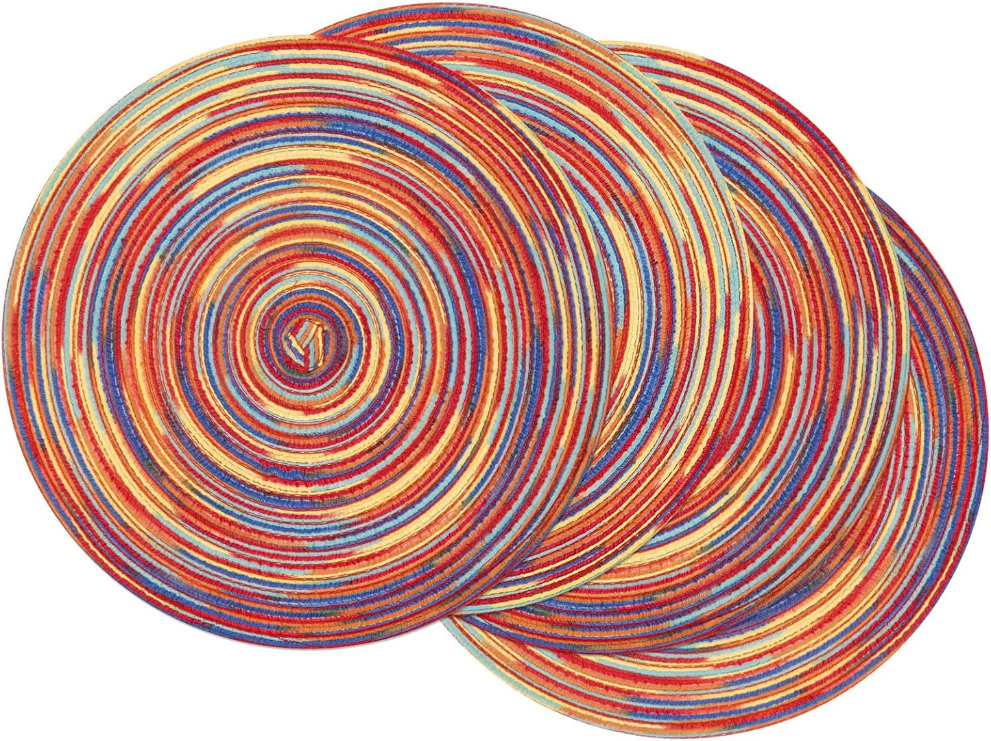 SHACOS 15 inch Beige Round Placemats Set of 12 for Dining Table Woven Braided Circle Place Mats Kitchen Placemat Washable Table Mats