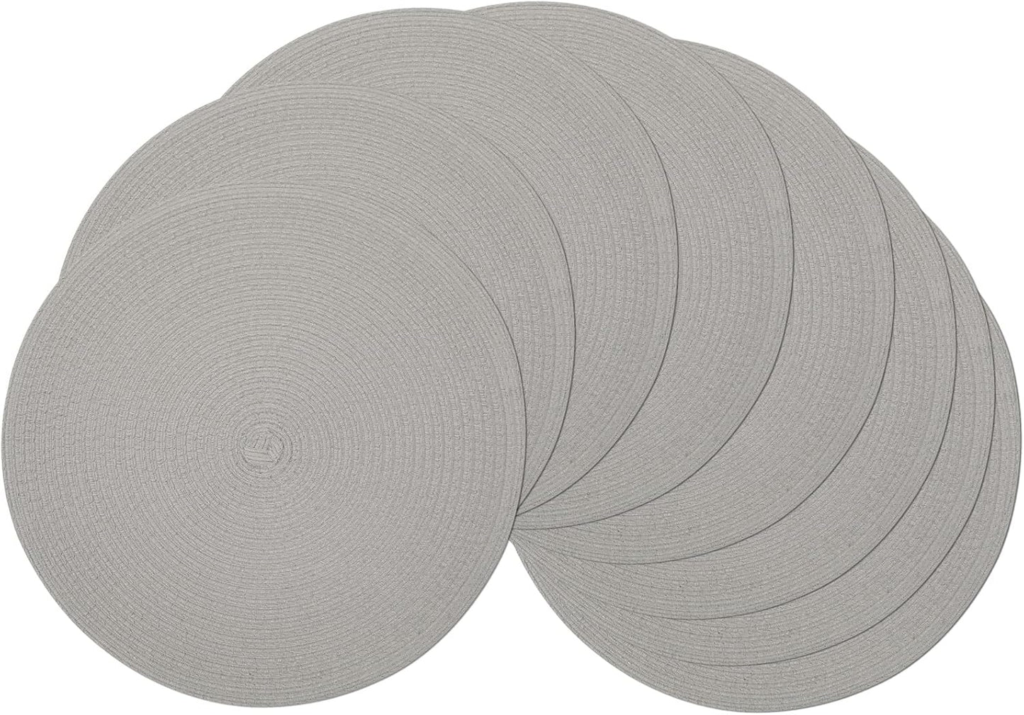 SHACOS 15 inch Beige Round Placemats Set of 12 for Dining Table Woven Braided Circle Place Mats Kitchen Placemat Washable Table Mats
