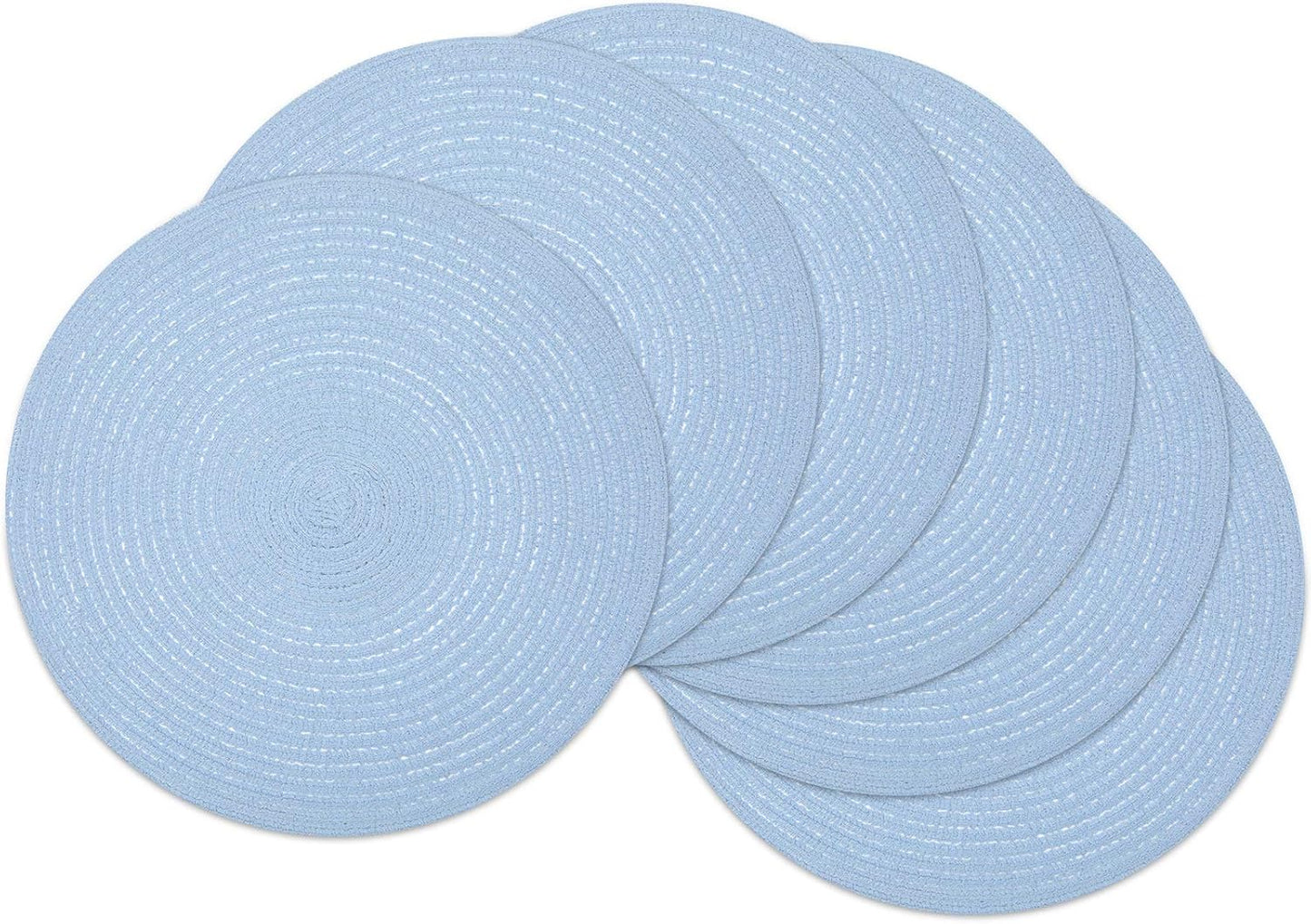 SHACOS 15 inch Beige Round Placemats Set of 12 for Dining Table Woven Braided Circle Place Mats Kitchen Placemat Washable Table Mats