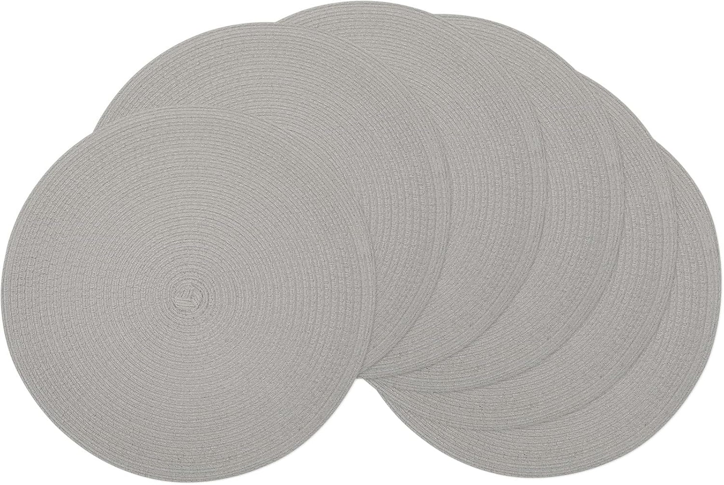 SHACOS 15 inch Beige Round Placemats Set of 12 for Dining Table Woven Braided Circle Place Mats Kitchen Placemat Washable Table Mats