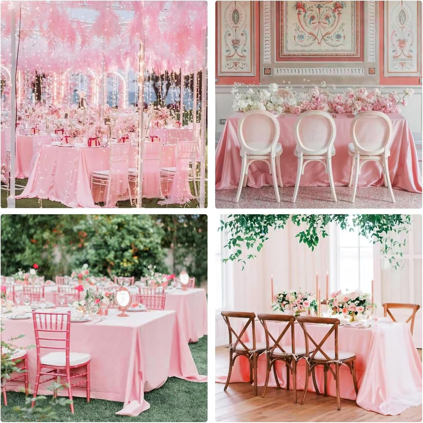 4 Pack Rectangle Tablecloth 60x102 Inch Pink Washable Polyester Table Cover for Wedding Dining Table Buffet Parties Banquet Decoration(Pink)