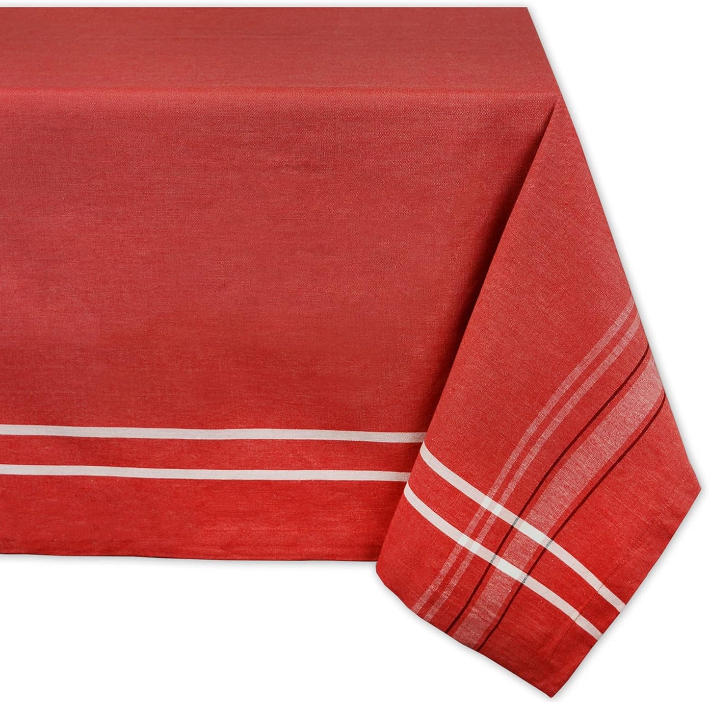 DII French Stripe Tabletop Collection Farmhouse Style Dining Table Linen Tablecloth, 60x104, Taupe/Blue