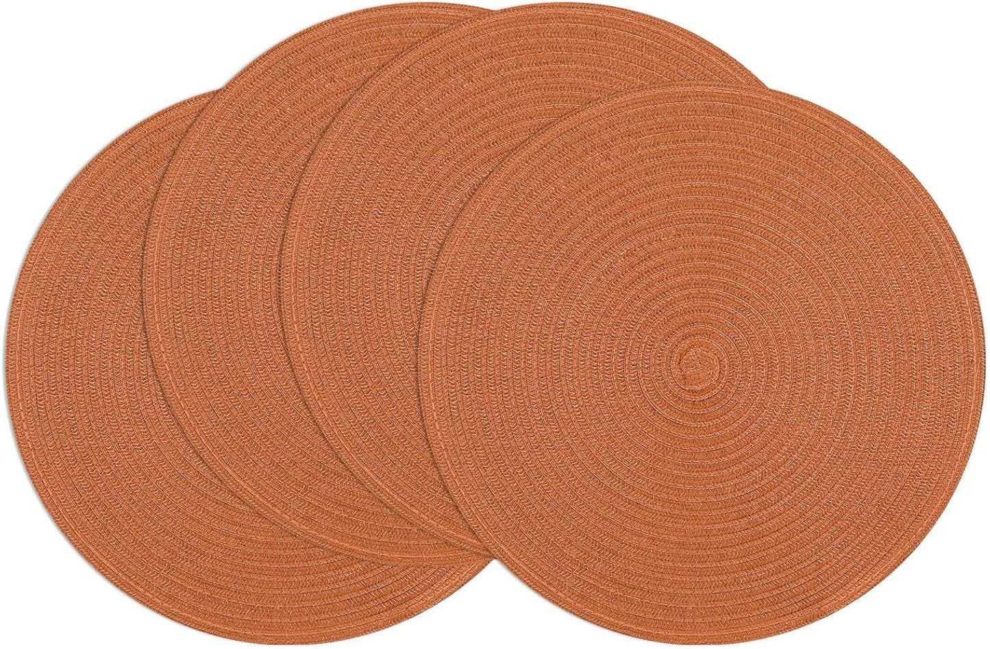 SHACOS 15 inch Beige Round Placemats Set of 12 for Dining Table Woven Braided Circle Place Mats Kitchen Placemat Washable Table Mats