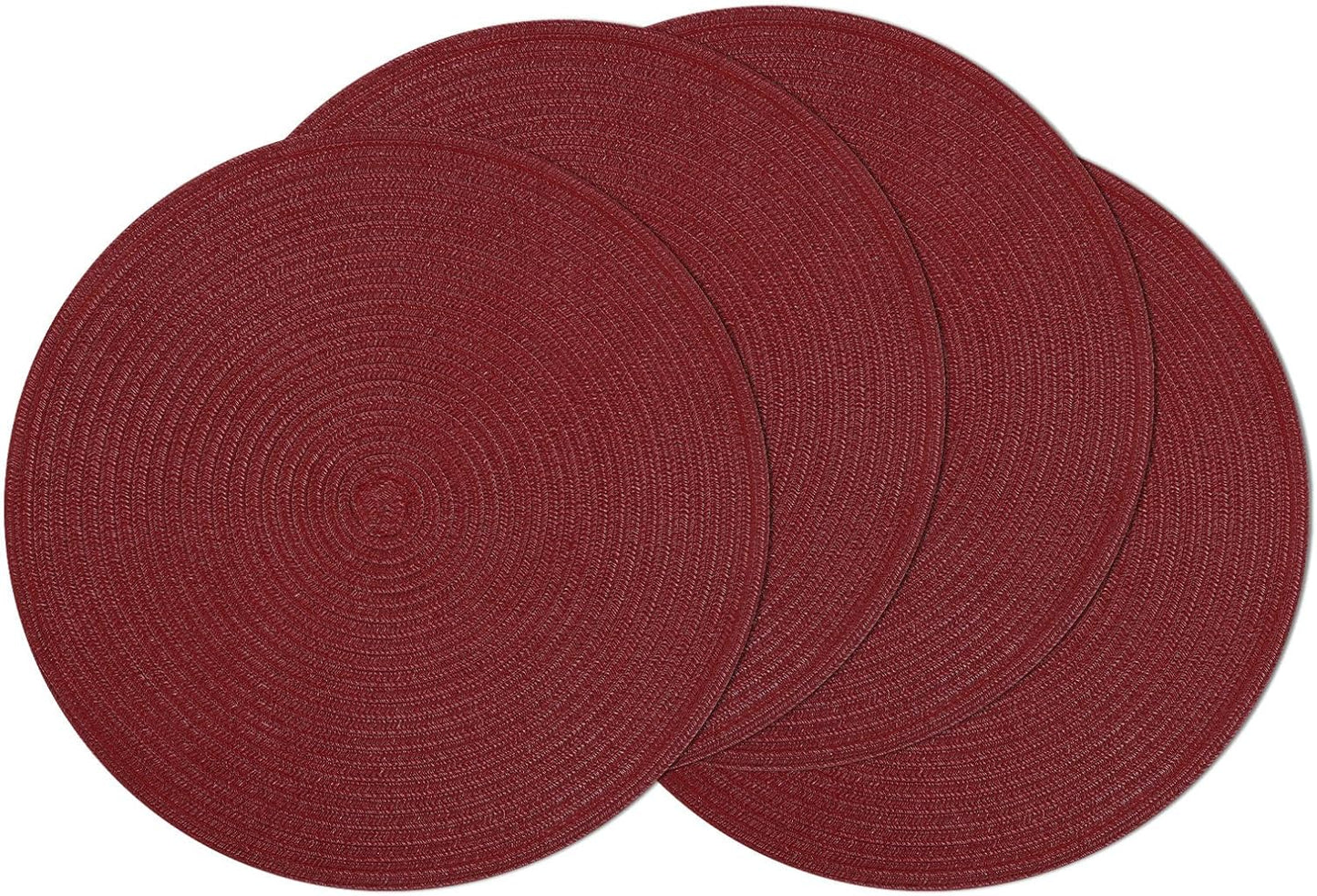 SHACOS 15 inch Beige Round Placemats Set of 12 for Dining Table Woven Braided Circle Place Mats Kitchen Placemat Washable Table Mats