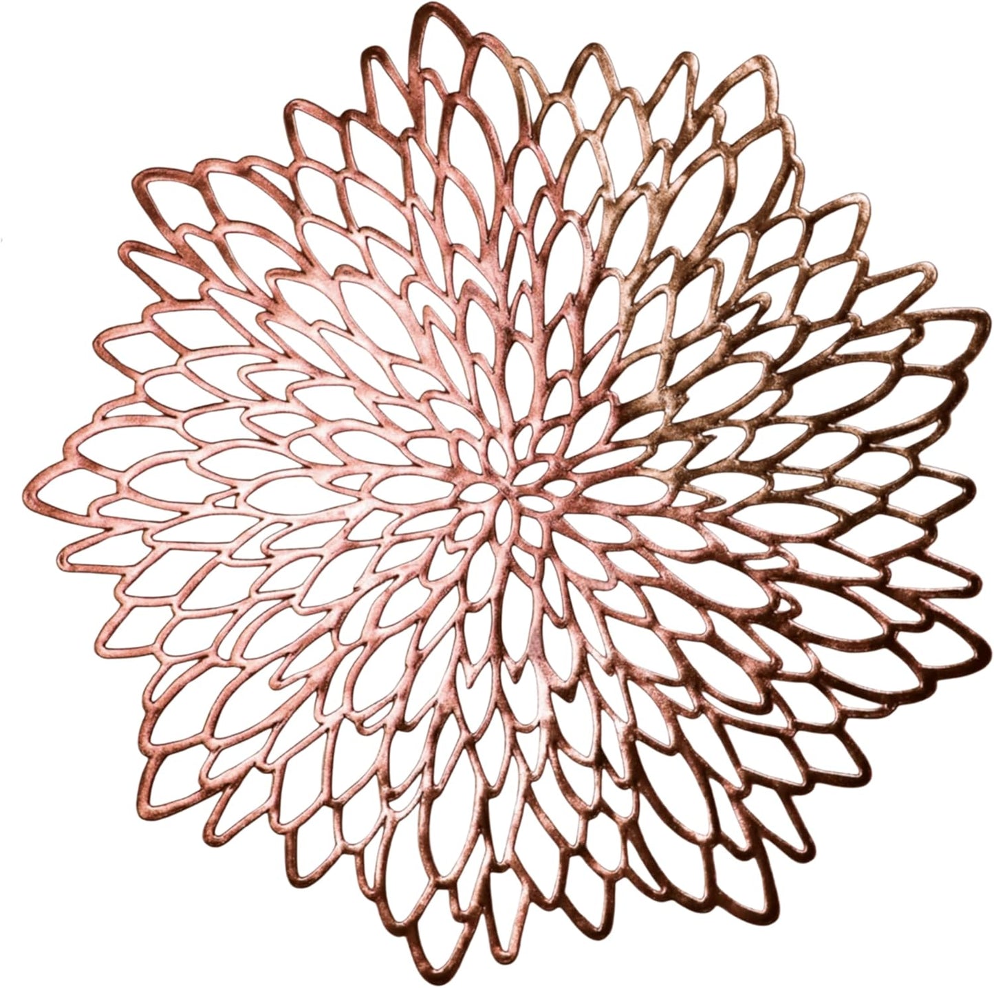 Snowkingdom Pack of 18 Gold Metallic Round Placemats Bulk Round Pressed Vinyl Leaf Dinning Kitchen Table Mats Decoration for Christmas Wedding Thanksgiving Party