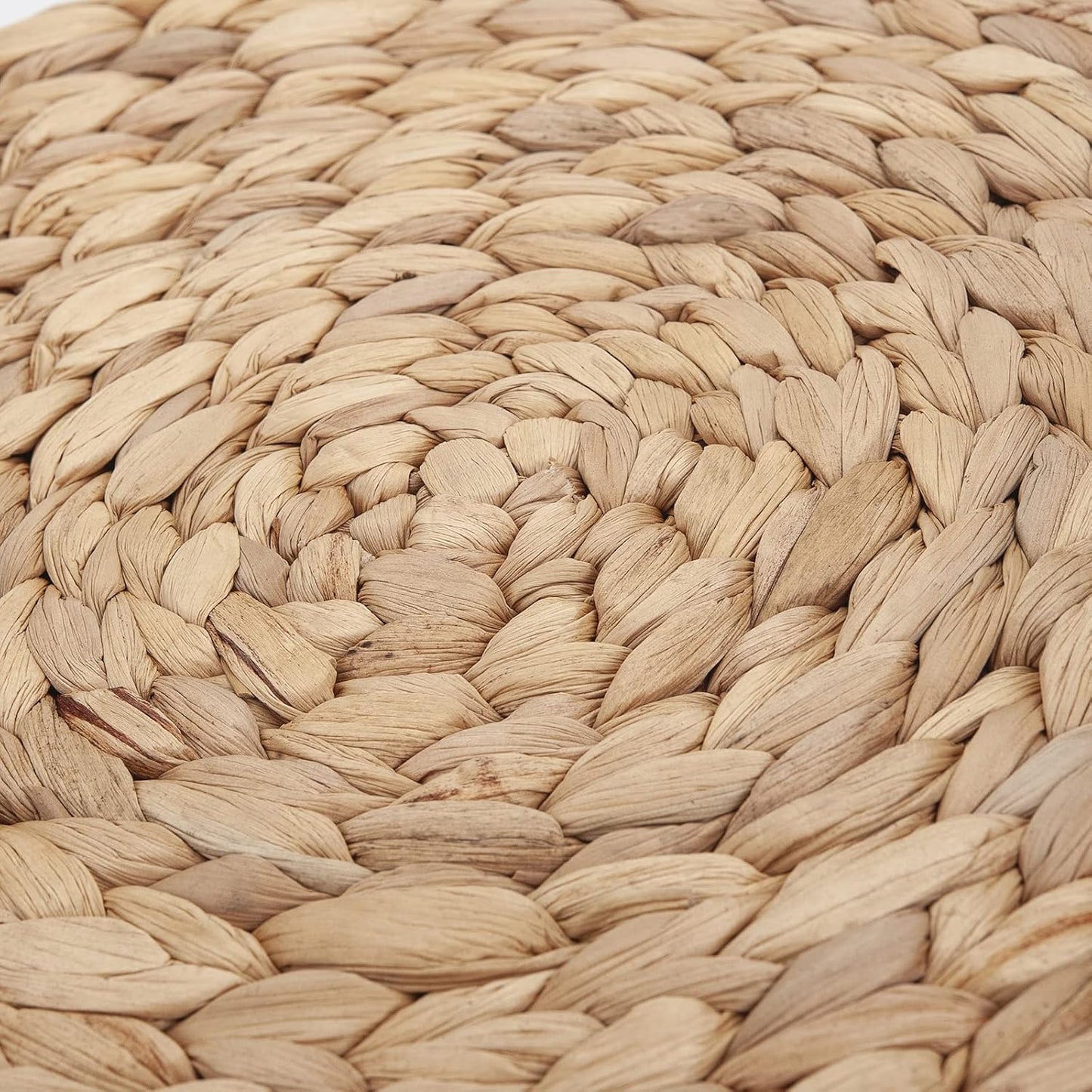 6 Pack Woven Placemats, Round Wicker Placemats, Rattan Place mats, Natural Hand-Woven Water Hyacinth Table Mats, Braided Straw Table Mats for Dining Table (15 inch)